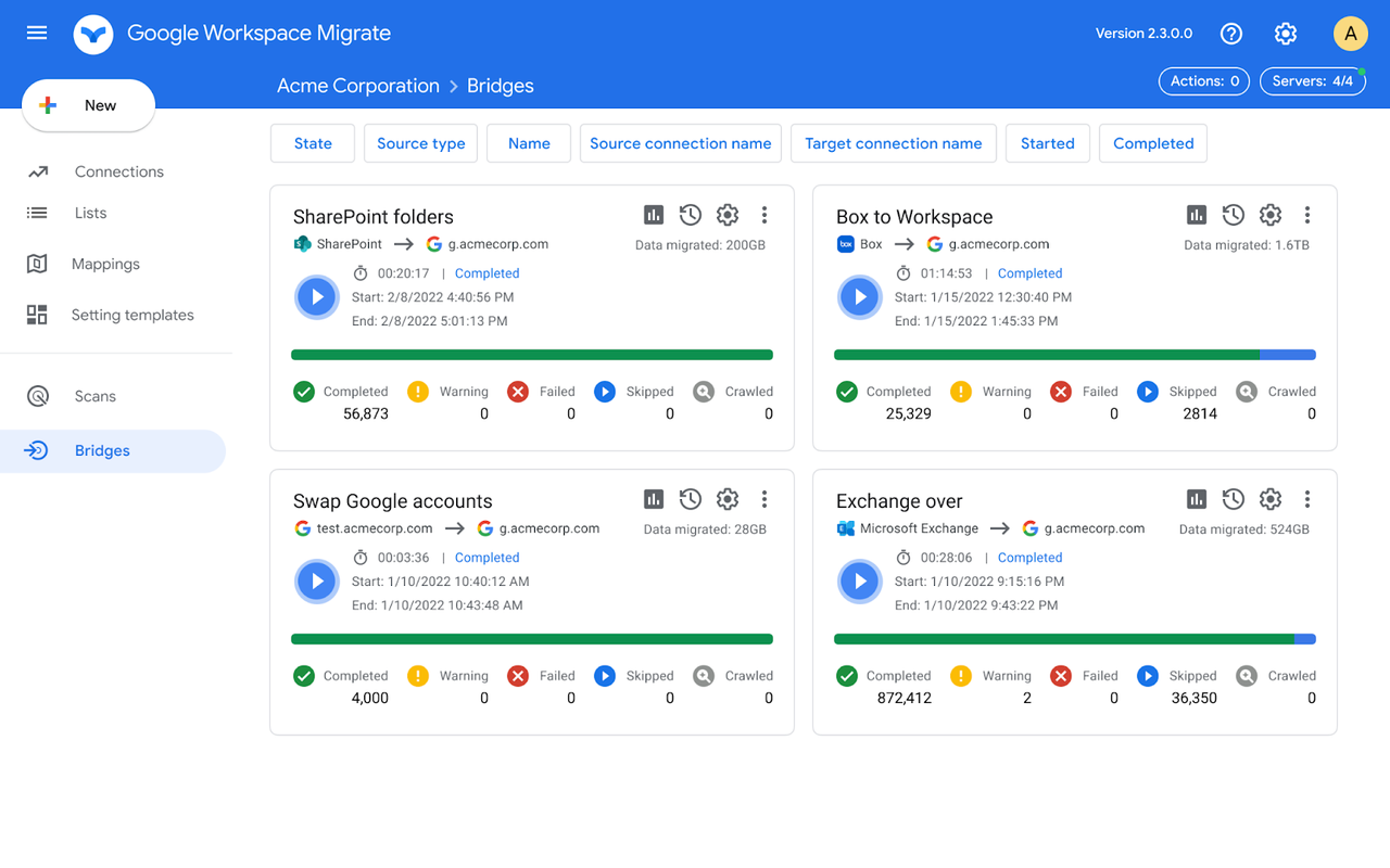Google Workspace dashboard with Docs, Sheets, Drive, and Calendar icons