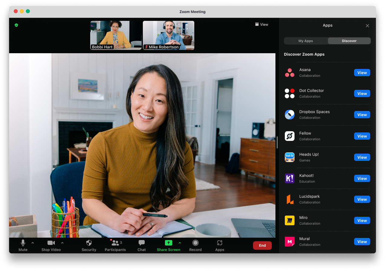 Zoom video meeting with virtual background and breakout rooms