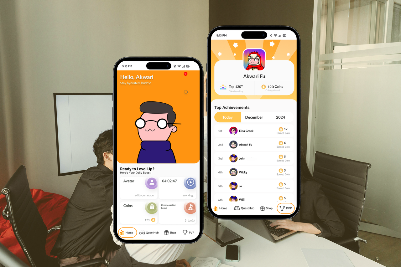 Gamified team leaderboard with rewards and participation badges for engagement activities.