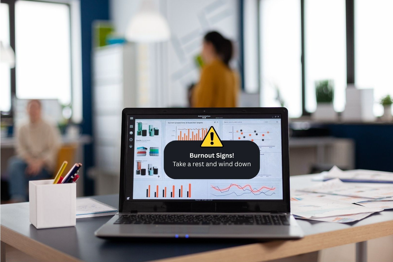 Predictive analytics interface highlighting burnout risk and workload forecast charts