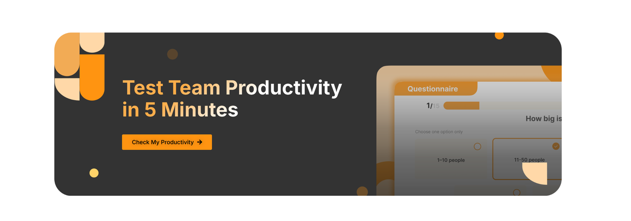 screenshot of a productivity calculator interface highlighting team metrics