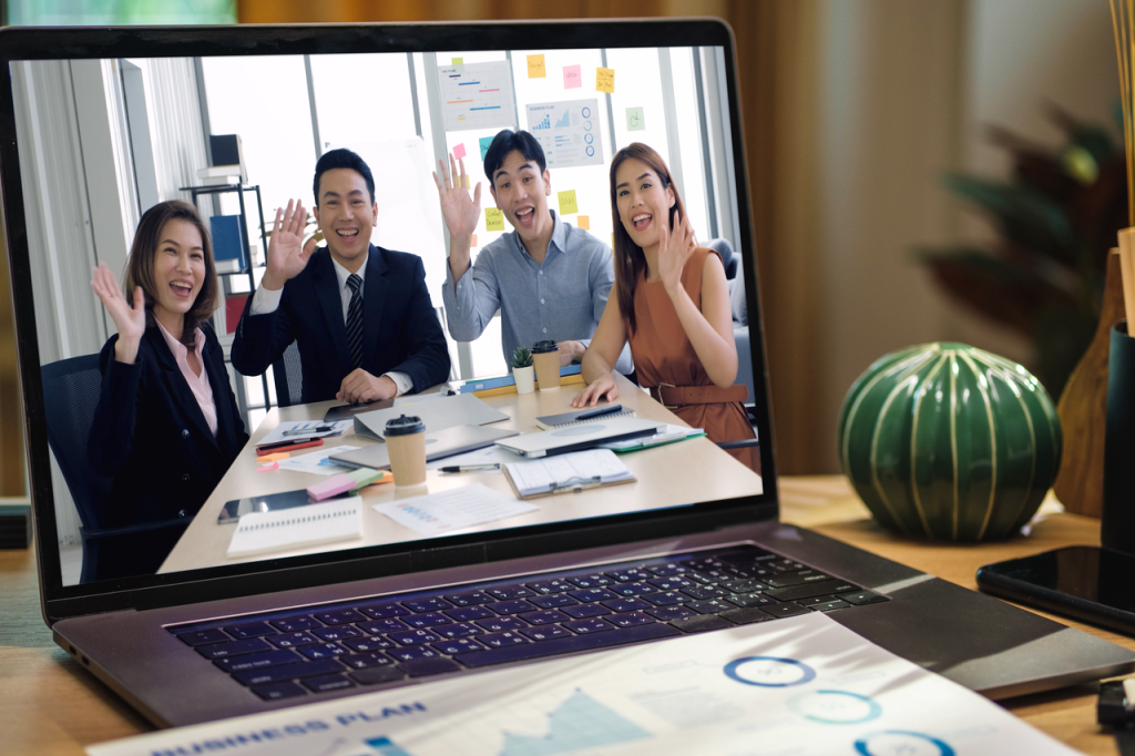 hybrid team collaborating using AI-powered productivity and wellness tools