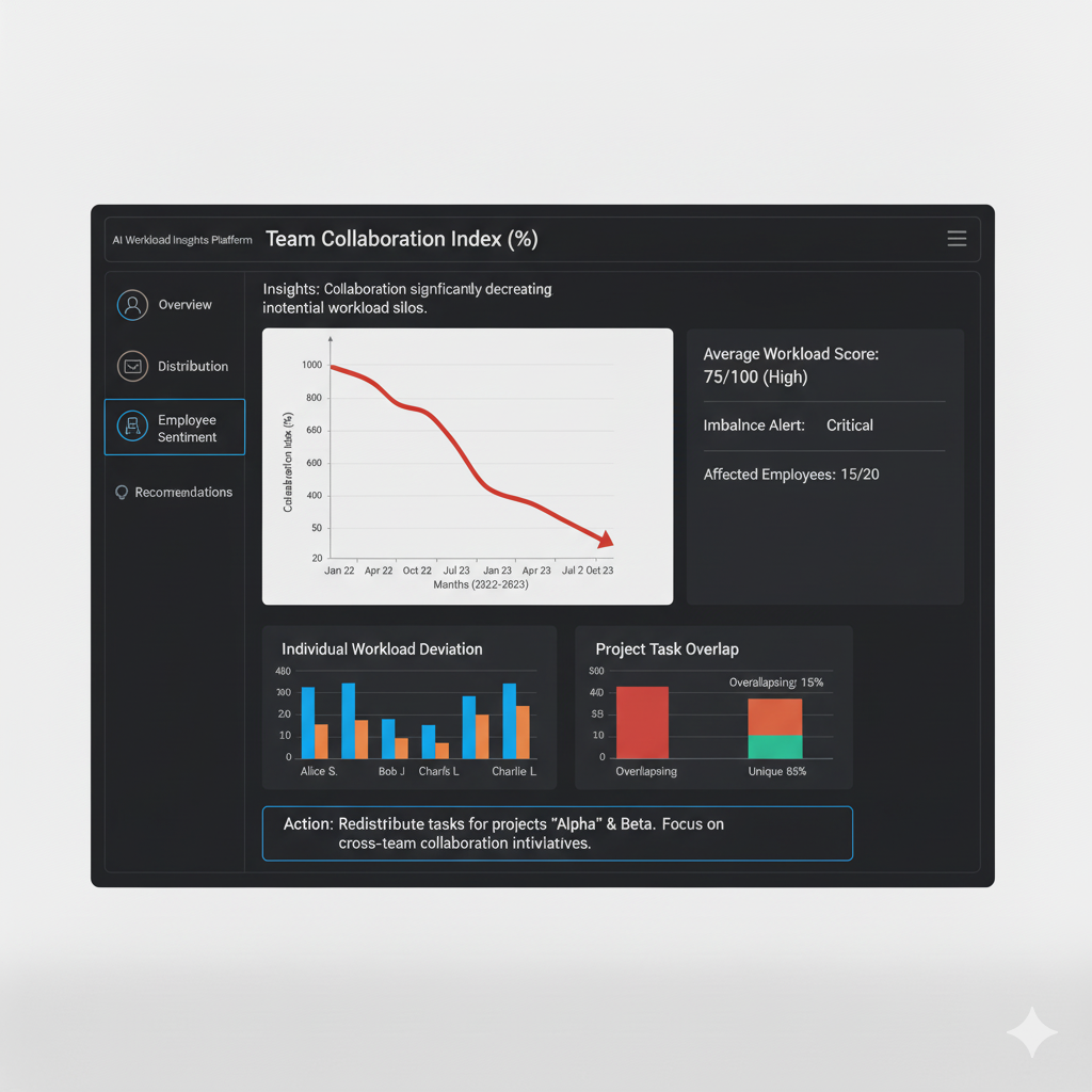 AI dashboard showing workload imbalance insights