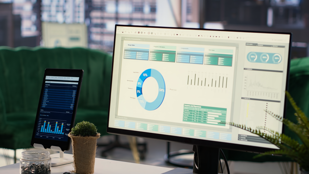 AI-powered management software dashboard with productivity analytics