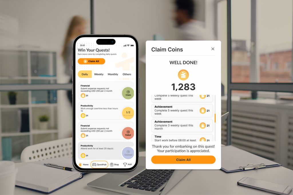 Interface showing Teamtrics’ AI dashboard with wellness and productivity metrics