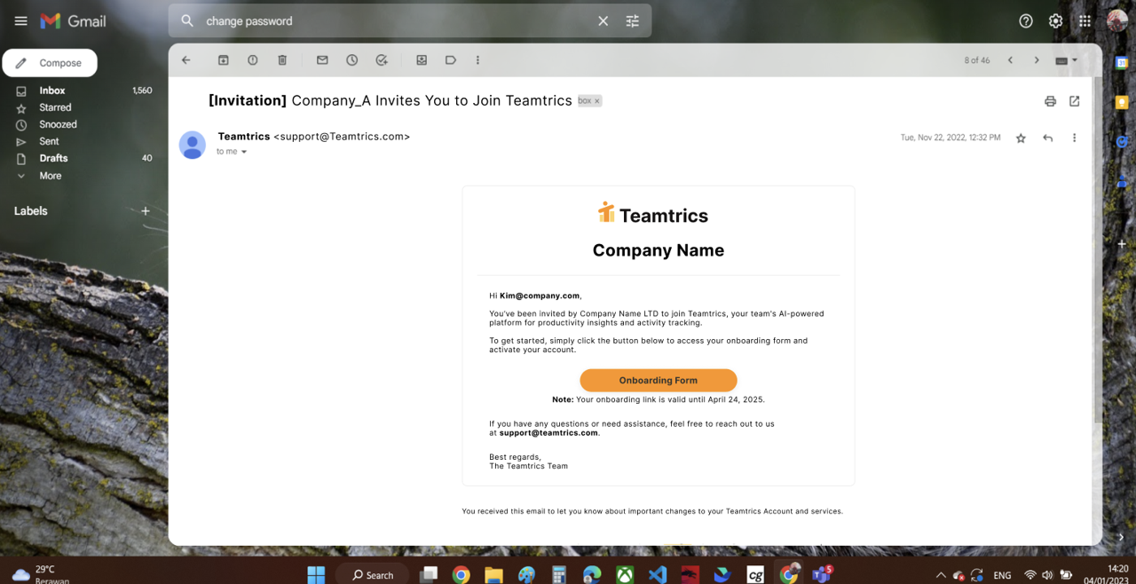 30-day token expiry and tailored email templates