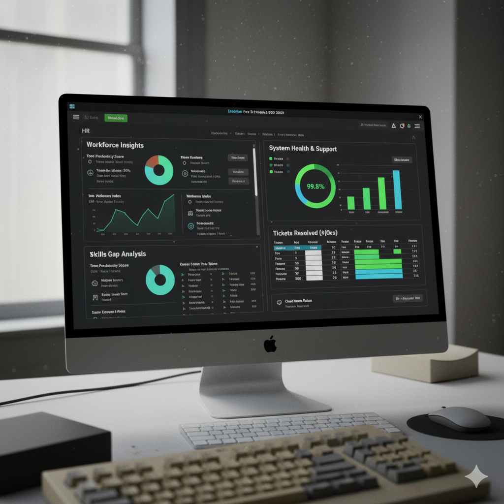 Outdated HR software and IT software dashboard showing limited productivity insights