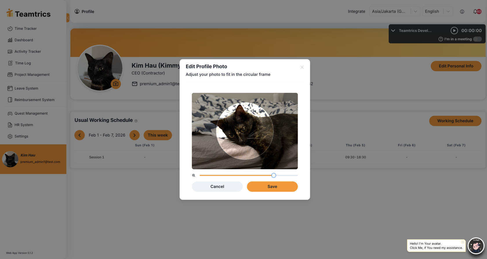 Support for uploading profile photos with crop, zoom, and drag controls