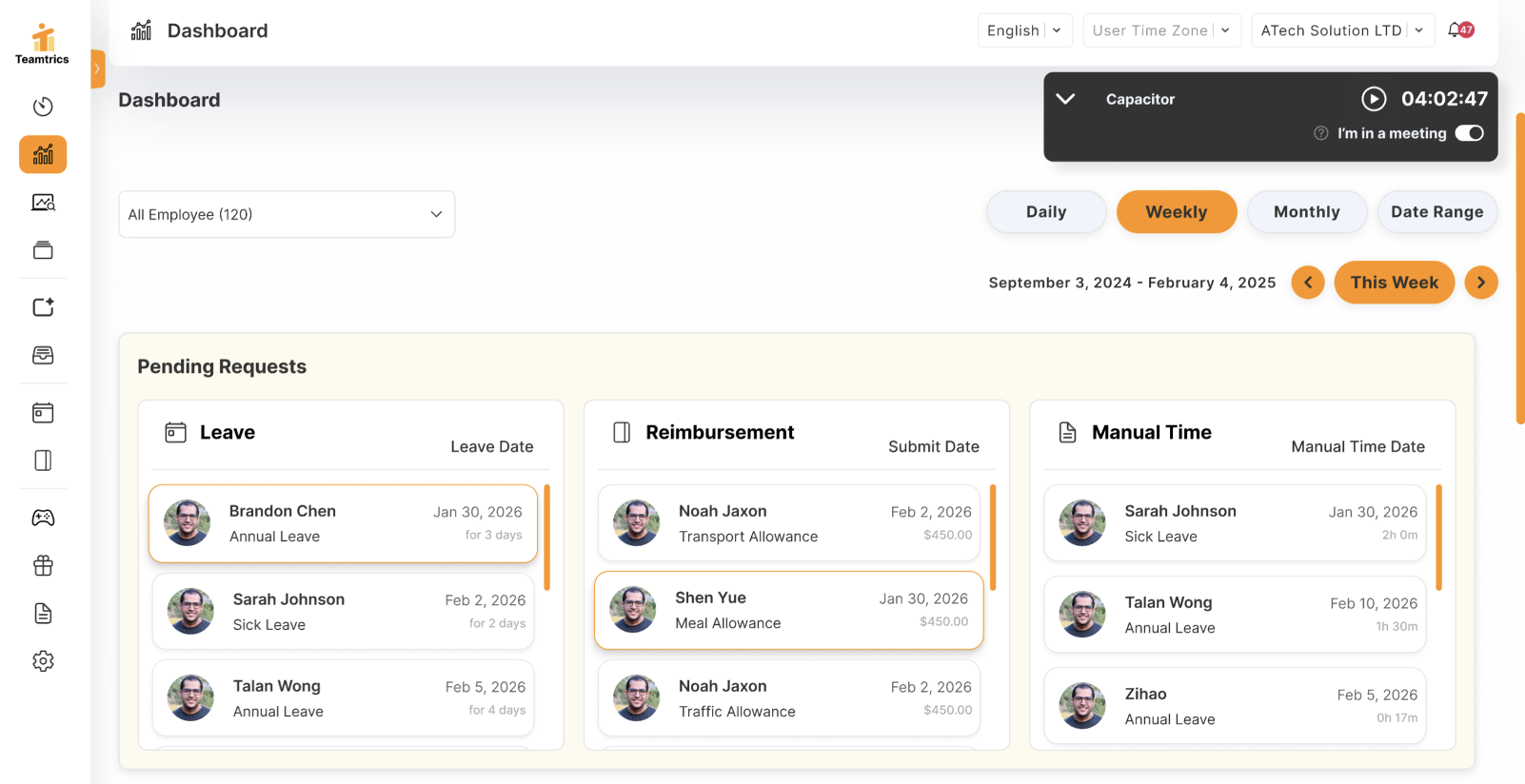 Dashboard – Pending Requests