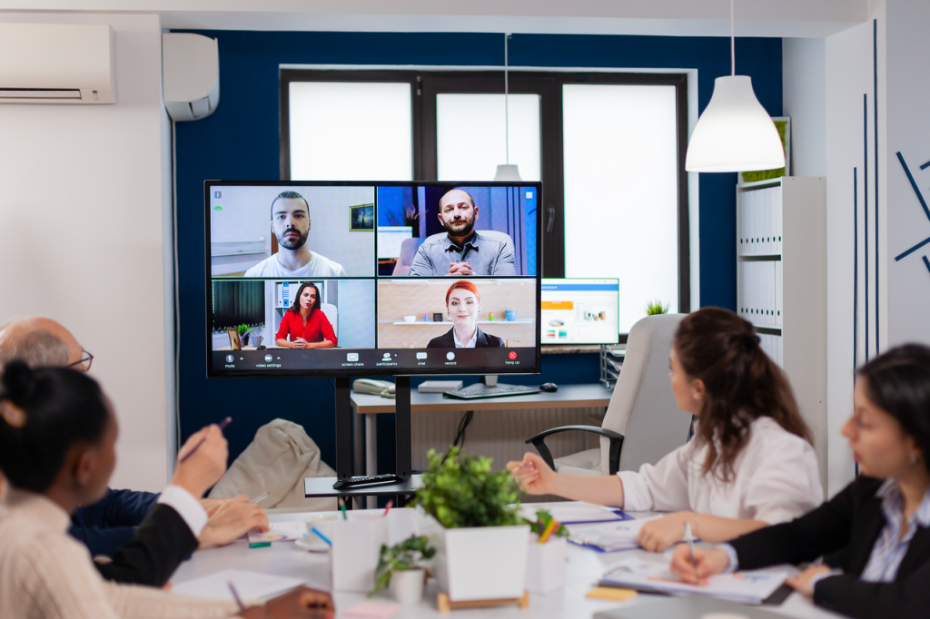 A diverse hybrid team working with digital agents in harmony